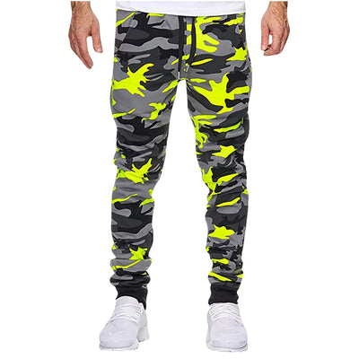 Men'S Camo Jogger Pants Elastic Waist Drawstring Running Fitness Stretch Trousers Athletic Camouflage Sweatpant