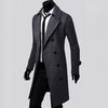 Men'S Woolen Trench Coat Premium Double Breasted Slim Fit Winter Overcoat Long Jacket Business Pea Jacket Coat Gray