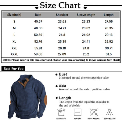 Mens Pullover Sweater with Buttons Long Sleeve Graphic Athletic Sweatershirt for Men with Elbow Patches Button up Winter Pullover for Men Lapel Collar Windbreaker Jackets for Men Black M