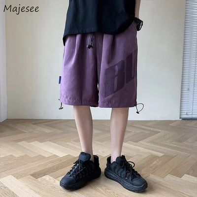 Men Shorts Bf Hip Hop Punk Leisure Korean Style Fashion Printed Mens Clothing Harajuku Simple All-Match Baggy Trousers Chic