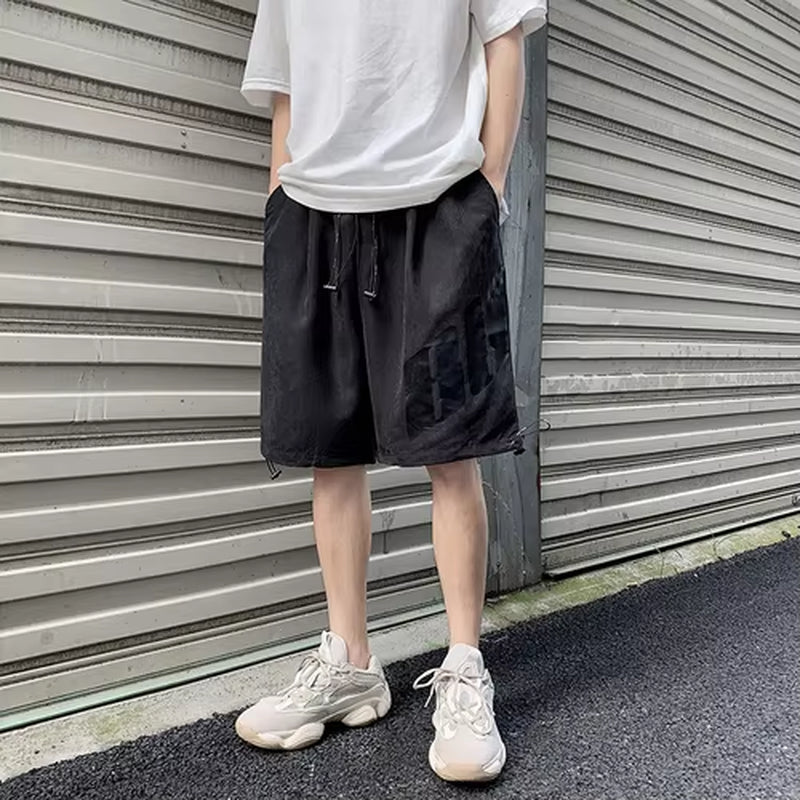 Men Shorts Bf Hip Hop Punk Leisure Korean Style Fashion Printed Mens Clothing Harajuku Simple All-Match Baggy Trousers Chic