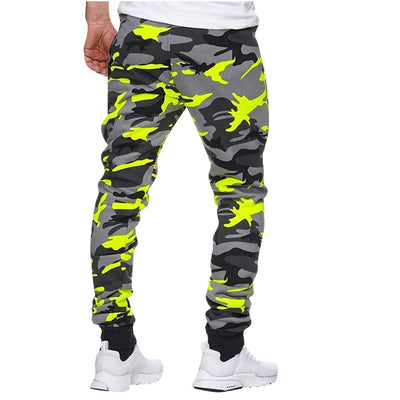 Men'S Camo Jogger Pants Elastic Waist Drawstring Running Fitness Stretch Trousers Athletic Camouflage Sweatpant