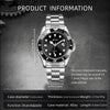 1Pc Luxury Men Silver Stainless Steel Water Proof Automatic Luminous Rotatable Bezel Mens Watches