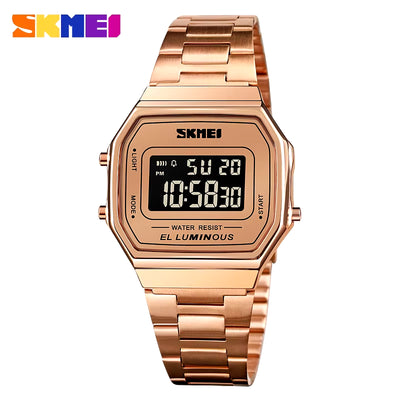 Retro LED Digital Male Watches Casual Simple Mens Wristwatches Stainless Steel Band Waterproof Watch Men Reloj Hombre 1647