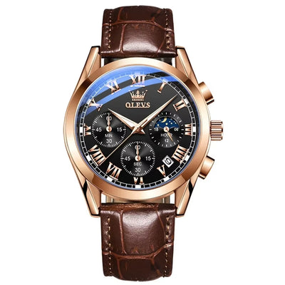 Quartz Watch for Men Top Brand Luxury Watches Moon Phase Waterproof Mens Watches Fashion Chronograph Wrist Watches for Men