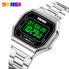 Retro LED Digital Male Watches Casual Simple Mens Wristwatches Stainless Steel Band Waterproof Watch Men Reloj Hombre 1647