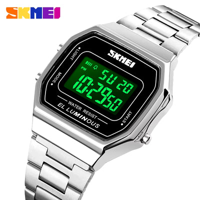 Retro LED Digital Male Watches Casual Simple Mens Wristwatches Stainless Steel Band Waterproof Watch Men Reloj Hombre 1647