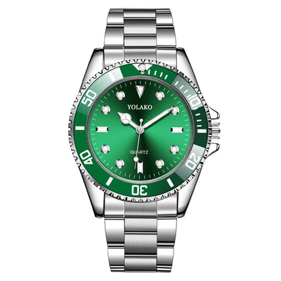 YOLAKO the Mens' Watches New Luxury Business Watch Men Calendar Green Dial Fashion Male Watch Clock Reloj Hombre Zegarek Meski