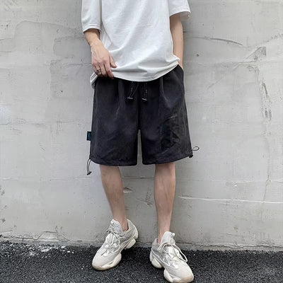 Men Shorts Bf Hip Hop Punk Leisure Korean Style Fashion Printed Mens Clothing Harajuku Simple All-Match Baggy Trousers Chic