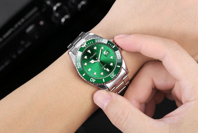 YOLAKO the Mens' Watches New Luxury Business Watch Men Calendar Green Dial Fashion Male Watch Clock Reloj Hombre Zegarek Meski