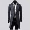 Men'S Woolen Trench Coat Premium Double Breasted Slim Fit Winter Overcoat Long Jacket Business Pea Jacket Coat Gray