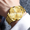 Gold Watch for Men Diamond Luxury Casual Dress Stainless Steel Date Quartz Watch Waterproof Luminous, Gifts for Men, Adult Male Wristwatch