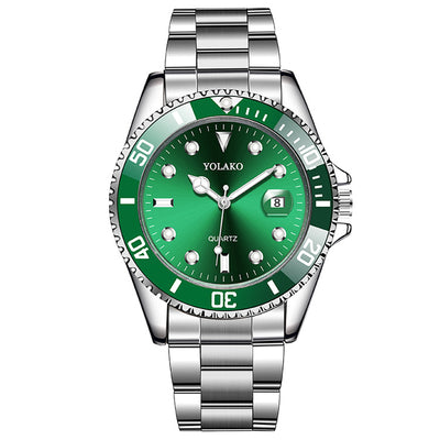 YOLAKO the Mens' Watches New Luxury Business Watch Men Calendar Green Dial Fashion Male Watch Clock Reloj Hombre Zegarek Meski