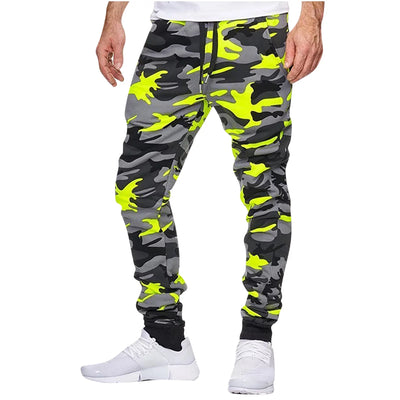 Men'S Camo Jogger Pants Elastic Waist Drawstring Running Fitness Stretch Trousers Athletic Camouflage Sweatpant